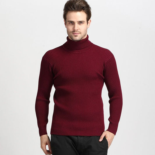 Winter Men's Knitted Turtleneck Slim Sweater