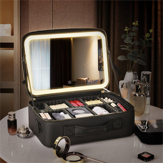 🔥Last Day Sale 49%🔥Travel Makeup Organizer Bag with Light Up LED Mirror(Free Shipping)