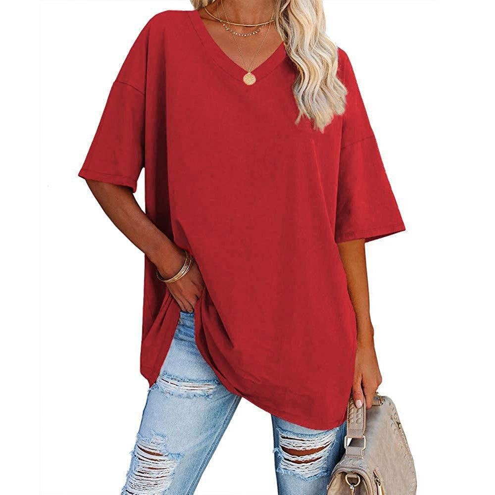 Last Day Sale 49%-Women's Casual Loose V-neck T-shirt