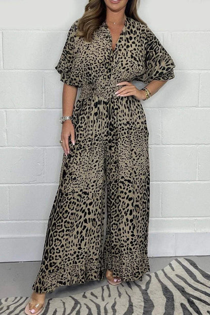 🔥Free shipping on purchases of 2 items👗Leopard print casual loose jumpsuit