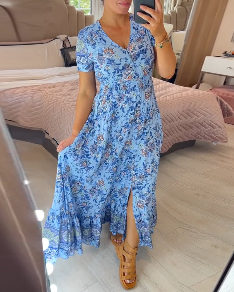 🔥BUY 2 GET 10% OFF💝 Floral Print V-neck Dress