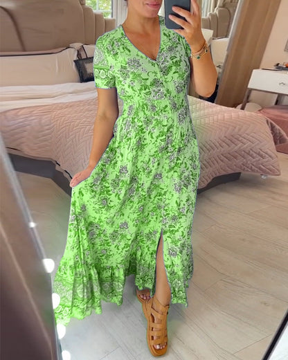 🔥BUY 2 GET 10% OFF💝 Floral Print V-neck Dress