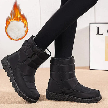 Botas de nieve de tobillo cálido antideslizante impermeable para mujer