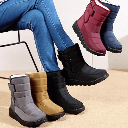 Botas de nieve de tobillo cálido antideslizante impermeable para mujer