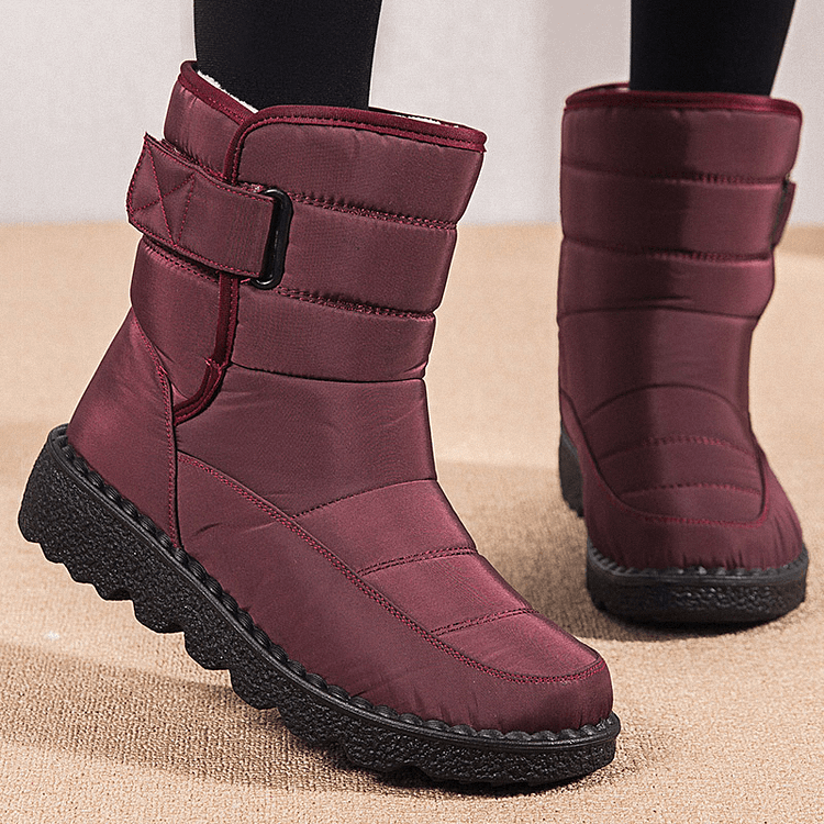 Botas de nieve de tobillo cálido antideslizante impermeable para mujer