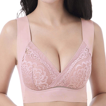 [Special Gift] Comfort Extra Elastic Crossed Wireless Support Lace Bra for Plus Size