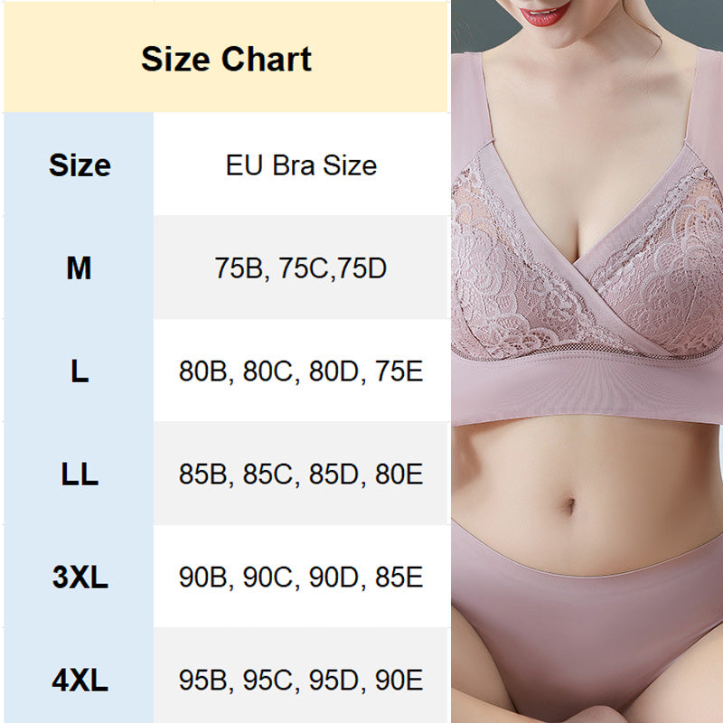 [Special Gift] Comfort Extra Elastic Crossed Wireless Support Lace Bra for Plus Size