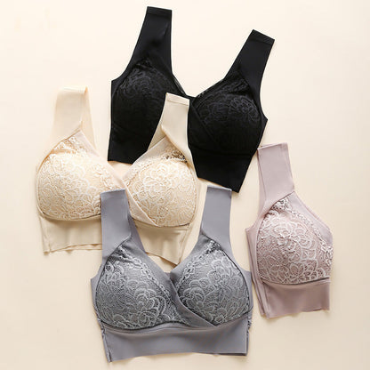 [Special Gift] Comfort Extra Elastic Crossed Wireless Support Lace Bra for Plus Size