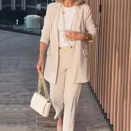 🍂Autumn discount 50%😍Elegant Women's Two-Piece Suit Set - Blazer and Trousers