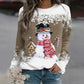 Christmas New Snowman Print Long Sleeve Casual Loose T-Shirt-2