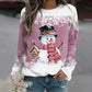 Christmas New Snowman Print Long Sleeve Casual Loose T-Shirt-5