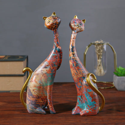 Vente du dernier jour 49%Statue d'amant de chat ornement artistique cadeau créatif-2PCS