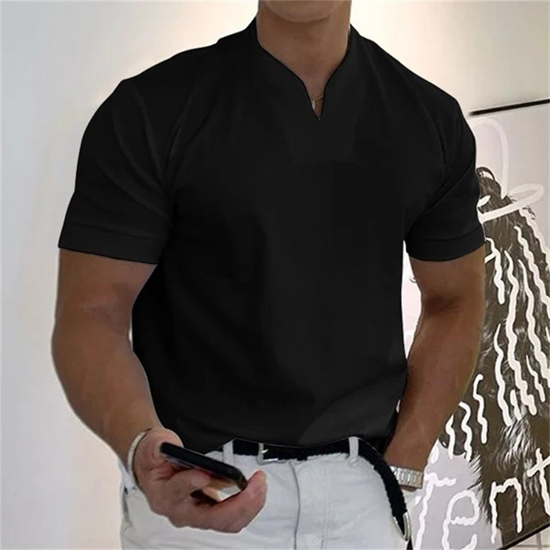 2022 Men Gentlemans Business Short Sleeve Fitness T-shirt-2