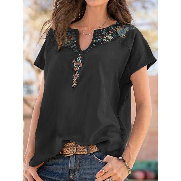 Women's V-neck Fashion Short Sleeve T-Shirt-6