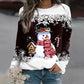 Christmas New Snowman Print Long Sleeve Casual Loose T-Shirt-8