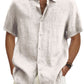 Short-sleeved linen shirts summer 2022-8