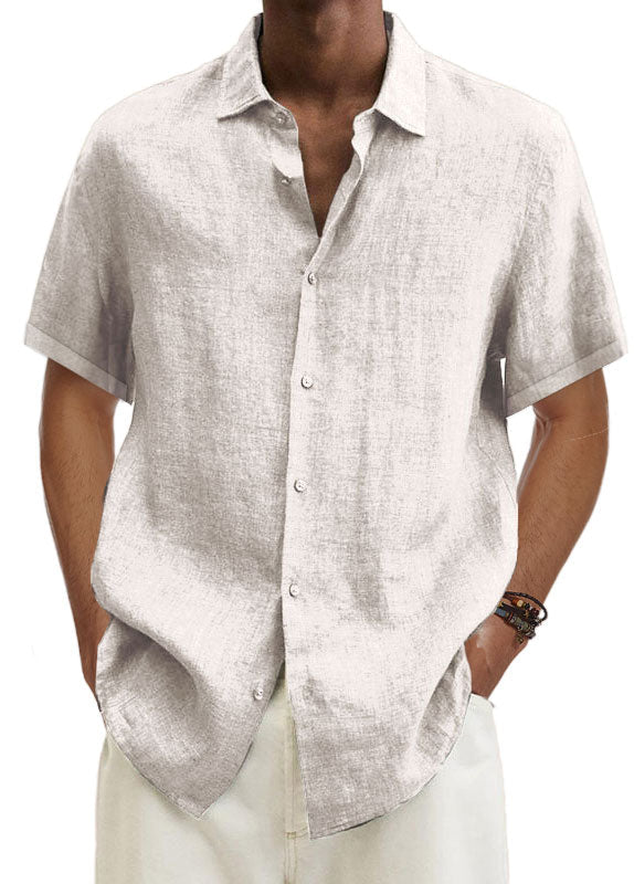 Short-sleeved linen shirts summer 2022-8