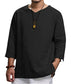 Men's Long-sleeved V-neck Linen Loose Shirt-1
