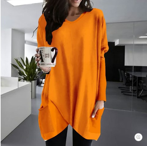 Comfortable Solid Color Loose Casual Long Sleeve T-Shirt-9