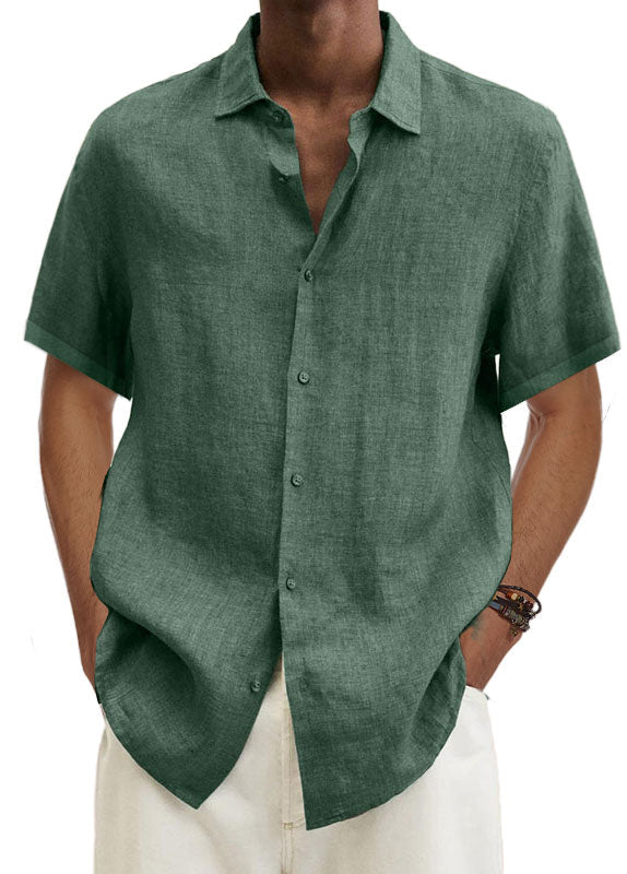 Short-sleeved linen shirts summer 2022-9