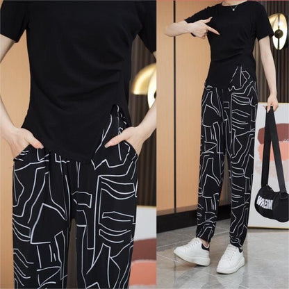 2022 New Style Ice Silk High Waist Casual Pants-1