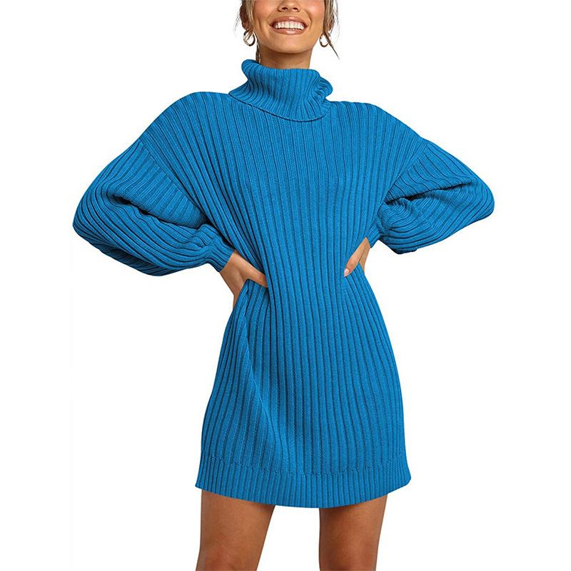 🌟Hot Sale 50% OFF🌟Women's Turtleneck Long Lantern Sleeve Loose Sweater Dress ( BUY 1 FREE SHIPPING)