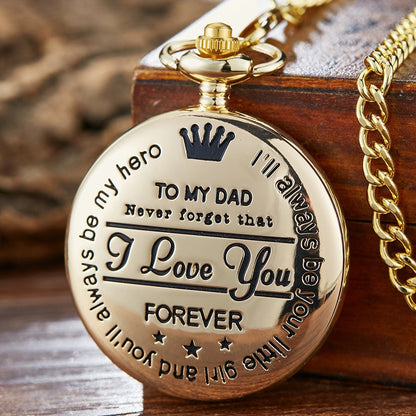 To My Son Quartz Pocket Chain Watch