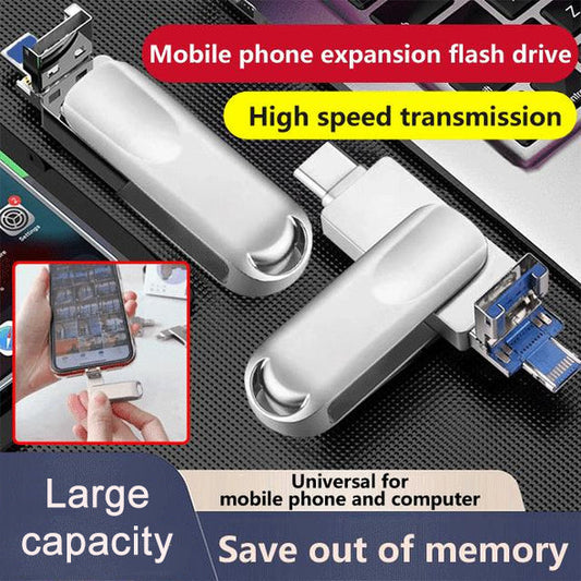 Çok fonksiyonlu büyük kapasiteli 4-in-1 cep telefonu genişletme flash sürücü