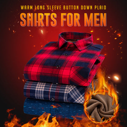Warm manga larga botón abajo Plaid camisas para hombres (comprar 2 envío gratuito)