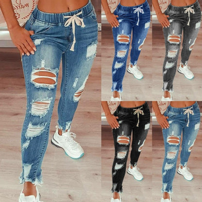 Women's Skinny Stretch Ripped Jeans