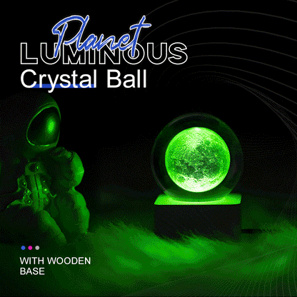 🔥Saat 50% alennuksen tänään🔥Luminous Planet Crystal Ball puupohjalla
