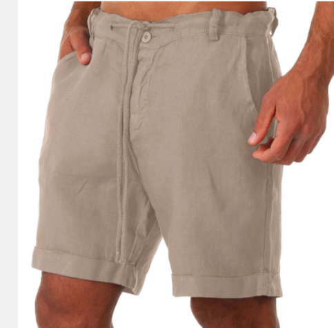 Mens Cotton Linen Pants Trousers Casual Tight Pants-3