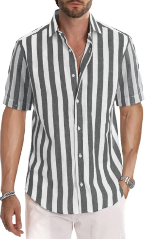 2022 New Men's Striped Casual Short Sleeve Shirts-1