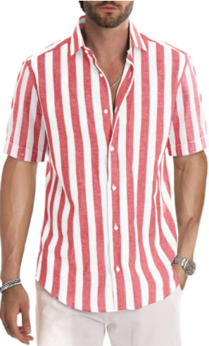 2022 New Men's Striped Casual Short Sleeve Shirts-2