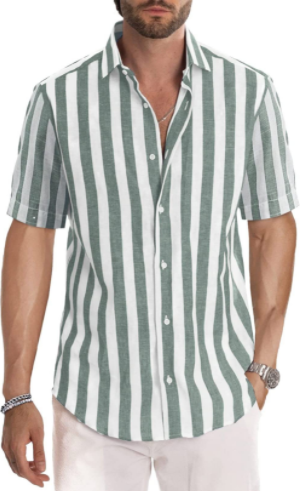 2022 New Men's Striped Casual Short Sleeve Shirts-3