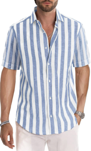 2022 New Men's Striped Casual Short Sleeve Shirts-4