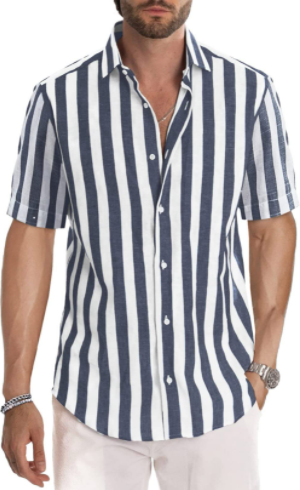 2022 New Men's Striped Casual Short Sleeve Shirts-5