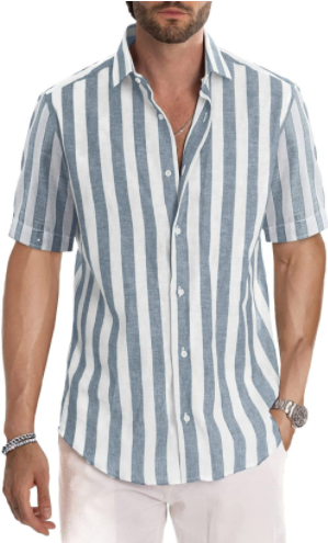 2022 New Men's Striped Casual Short Sleeve Shirts-6