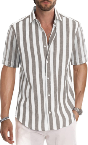 2022 New Men's Striped Casual Short Sleeve Shirts-7