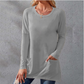 Women Casual Long Sleeve T-Shirt with Round Neck Pocket-2