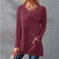 Women Casual Long Sleeve T-Shirt with Round Neck Pocket-3