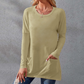 Women Casual Long Sleeve T-Shirt with Round Neck Pocket-5