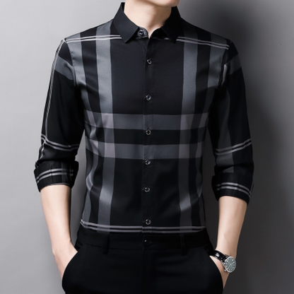 High quality men's long sleeve plaid shirt