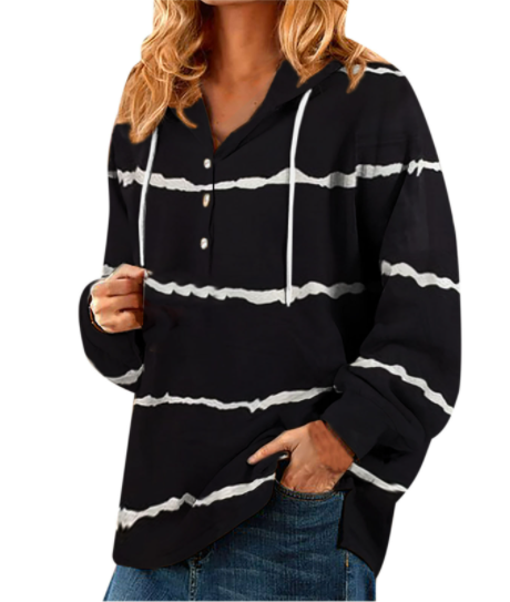 Ladies Casual Hooded Christmas Element Print Fleece Sweatshirt T-Shirt-3