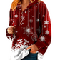 Ladies Casual Hooded Christmas Element Print Fleece Sweatshirt T-Shirt-5