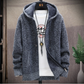 Men's hooded cardigan zipper knitted fleece thick coat-8