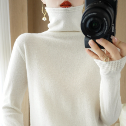 Pullover Slim Knit Sweater Versatile Turtleneck Bottoming Sweater-1