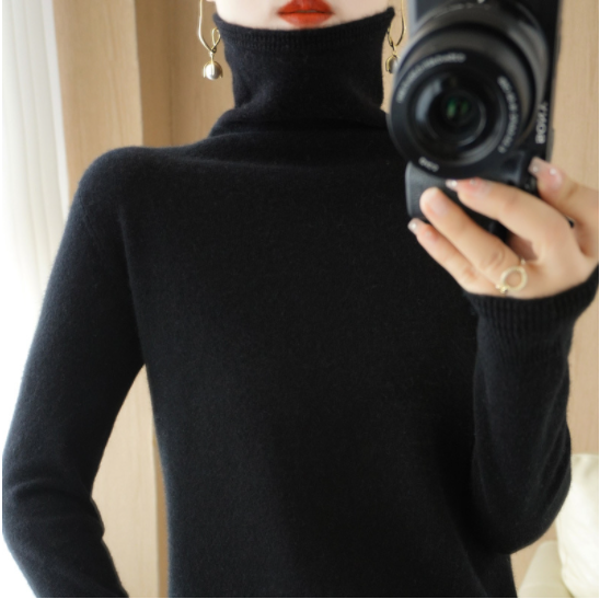 Pullover Slim Knit Sweater Versatile Turtleneck Bottoming Sweater-2