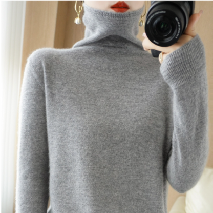 Pullover Slim Knit Sweater Versatile Turtleneck Bottoming Sweater-3