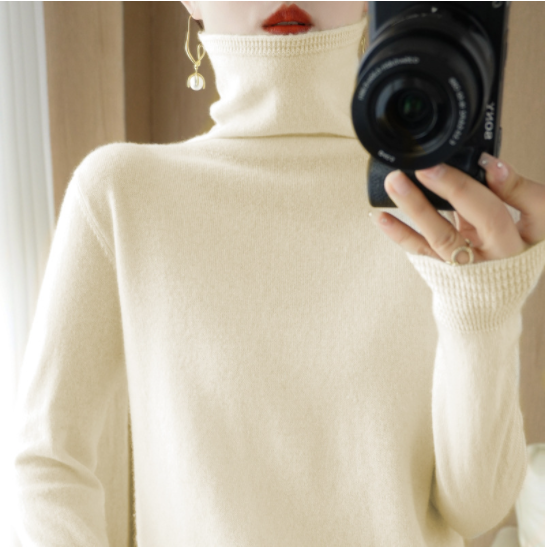 Pullover Slim Knit Sweater Versatile Turtleneck Bottoming Sweater-4